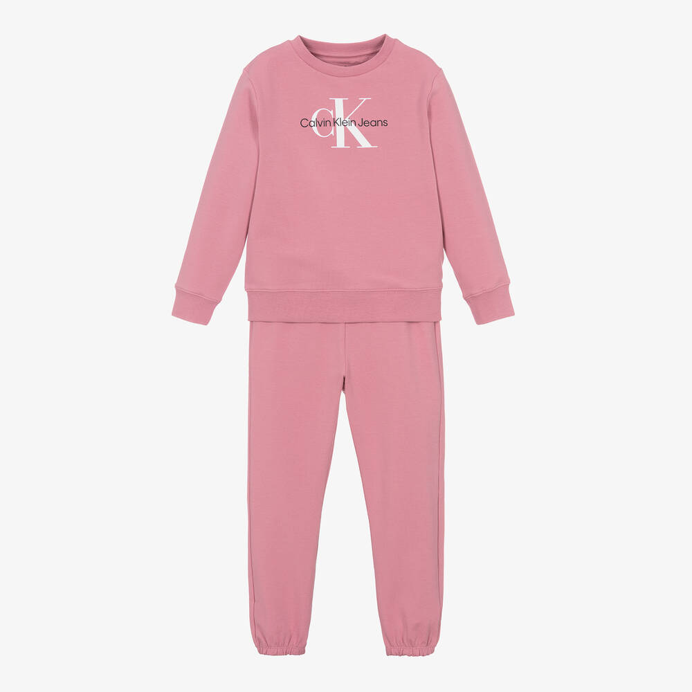 Calvin Klein - Pink Cotton Monogram Tracksuit | Childrensalon