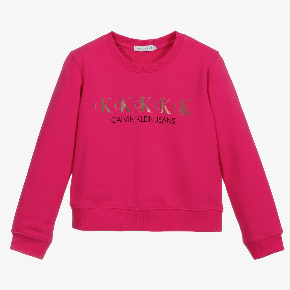 Calvin Klein Jeans - Sweat-shirt rose en coton | Childrensalon