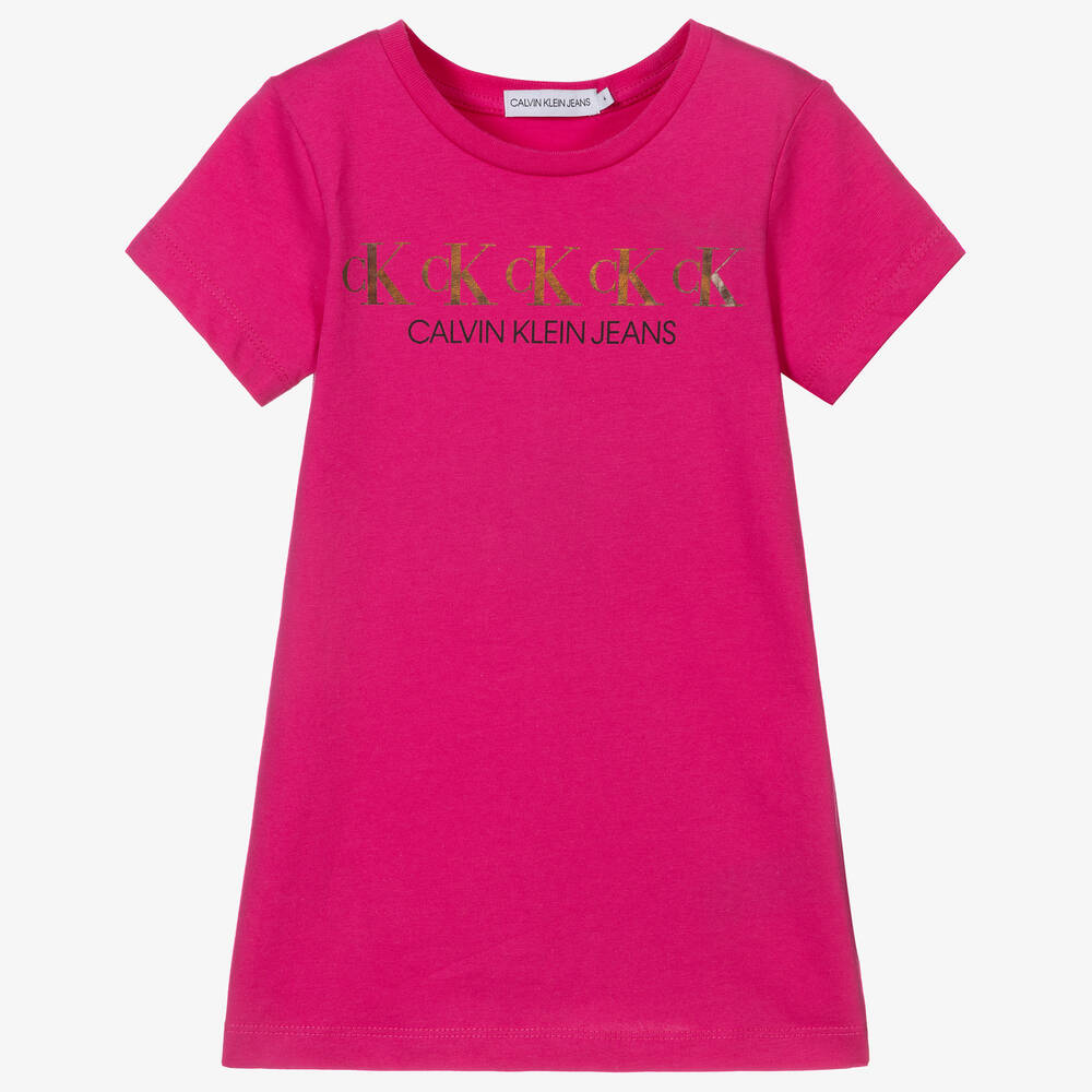 Calvin Klein Jeans - Robe rose en coton biologique | Childrensalon