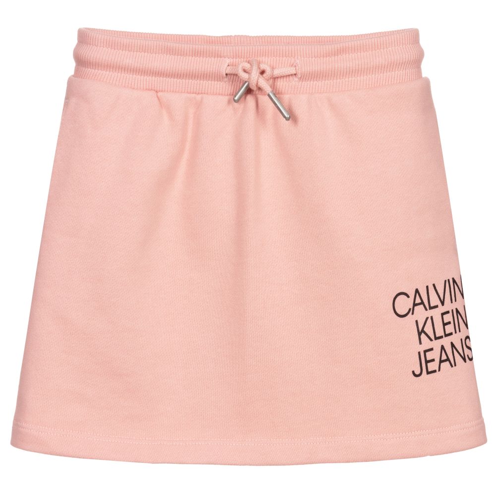 Calvin Klein Jeans-تنورة قطن عضوي لون زهري | Childrensalon Outlet