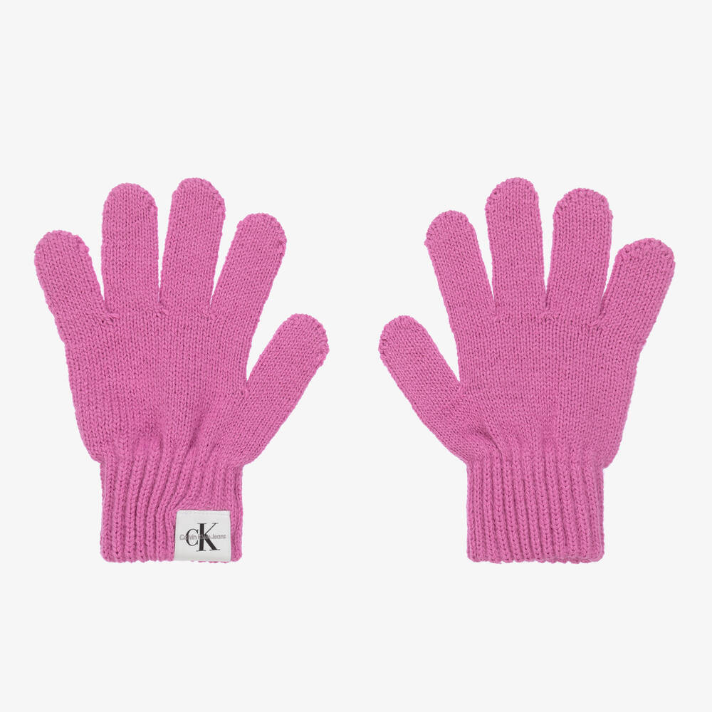Calvin Klein - Фиолетовые вязаные перчатки | Childrensalon