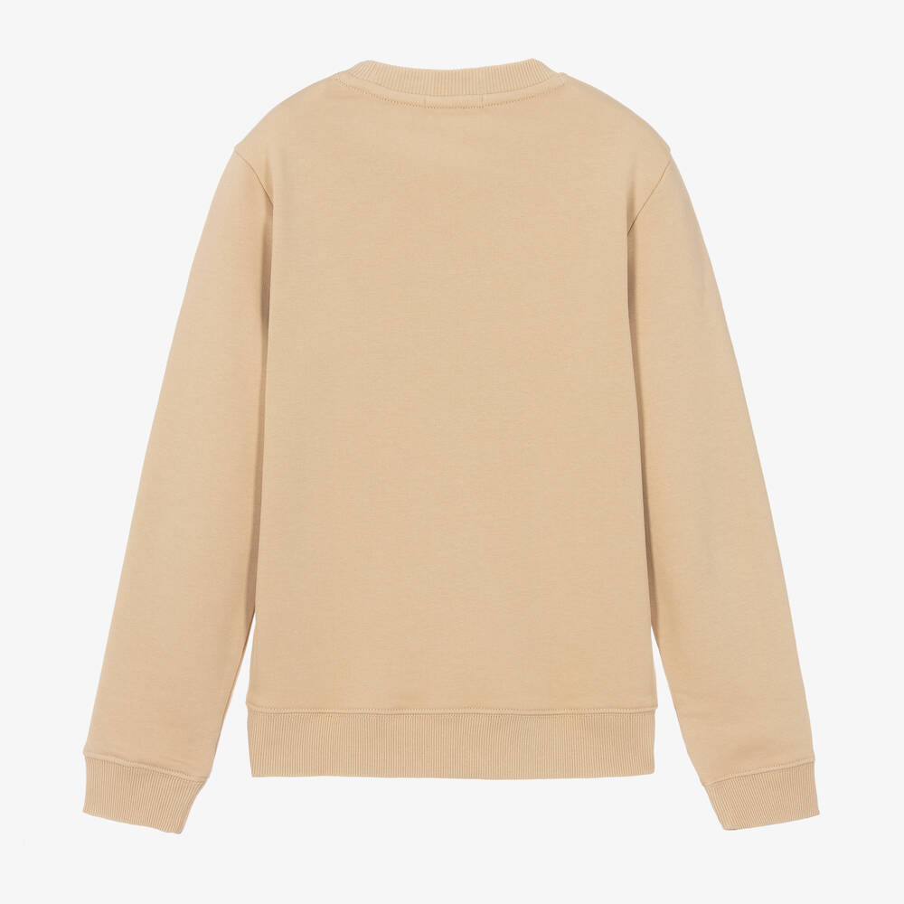Calvin Klein-سويتشيرت تينز قطن جيرسي لون بيج | Childrensalon Outlet