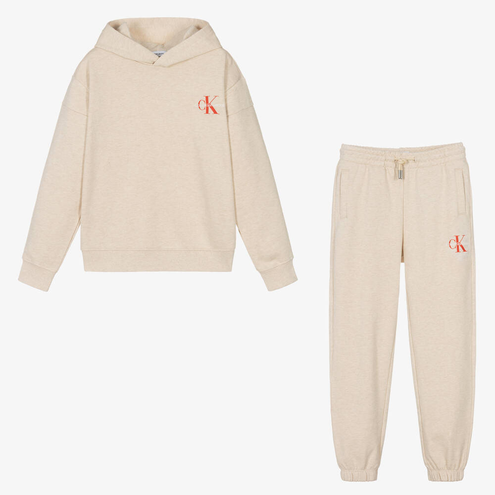 Calvin Klein - Teen Beige Cotton Tracksuit  | Childrensalon