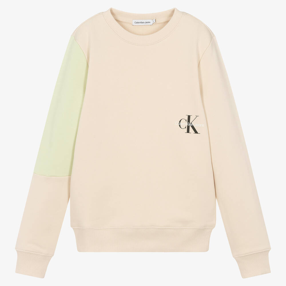 Calvin Klein Jeans - Teen Beige Logo Sweatshirt | Childrensalon