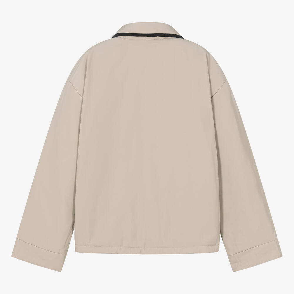 Calvin Klein-جاكيت بوجهين تينز لون بيج وأسود | Childrensalon Outlet