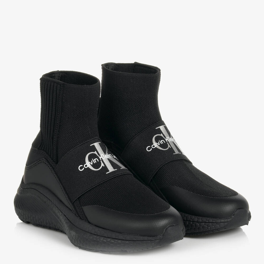 Calvin Klein - Schwarze Socken-Sneakers aus Strick | Childrensalon