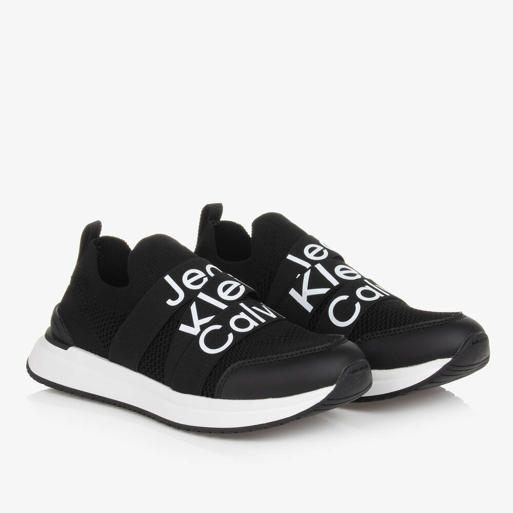 Calvin Klein Teen Black Knitted Trainers Childrensalon Outlet