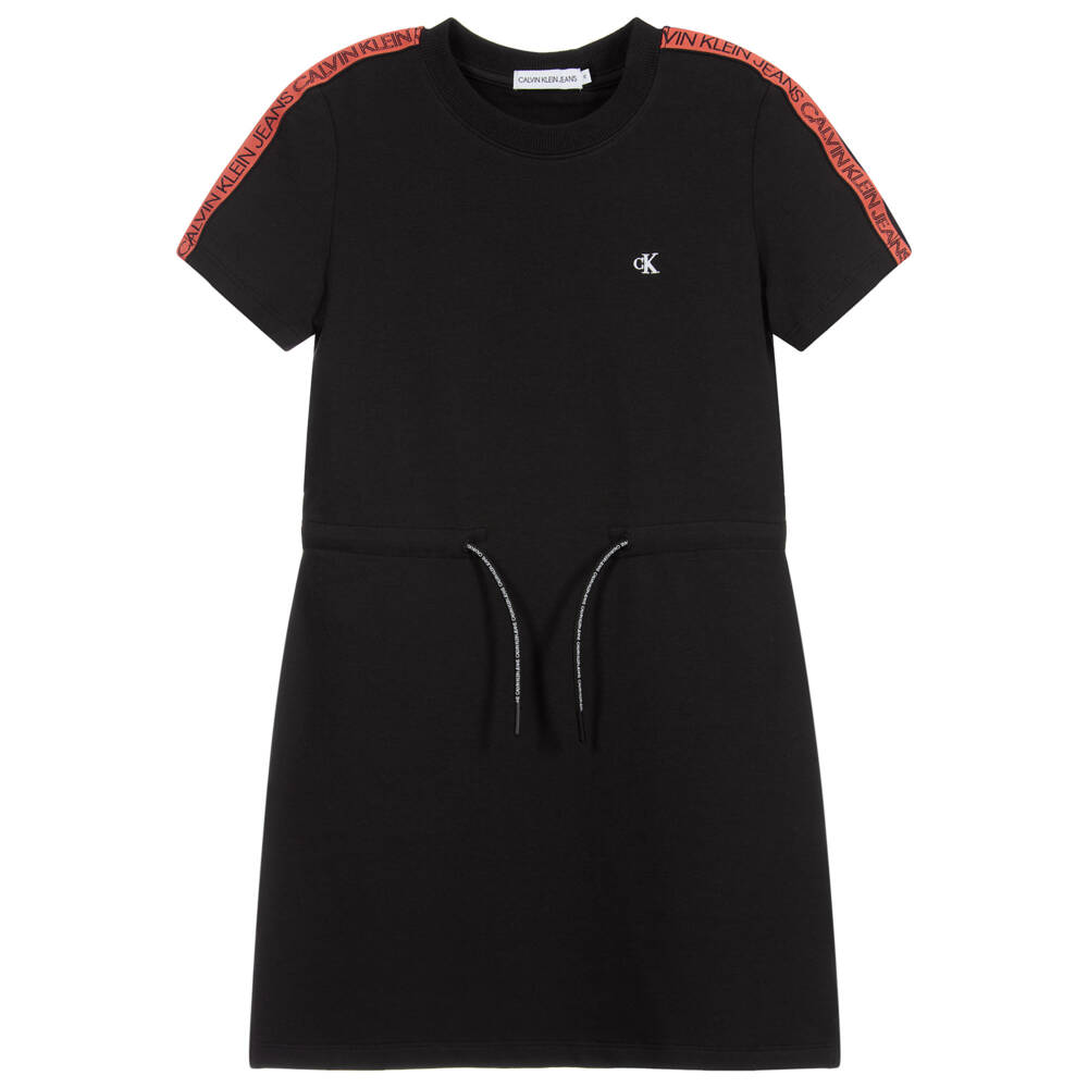 Calvin Klein Jeans-Teen Black Logo Tape Dress | Childrensalon Outlet