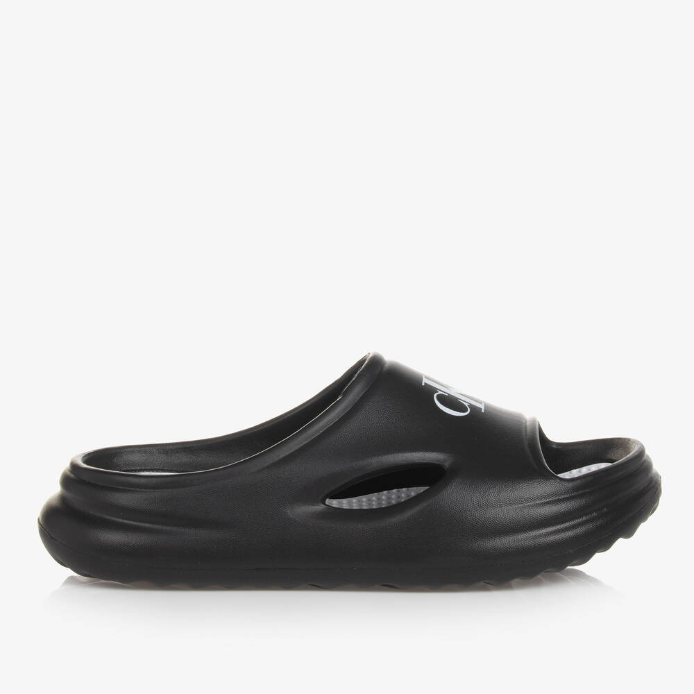 Calvin Klein-Teen Black Monogram Sliders | Childrensalon Outlet