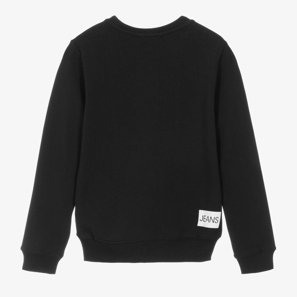 Calvin Klein Jeans Teen Black Organic Cotton Logo Sweatshirt Childrensalon Outlet