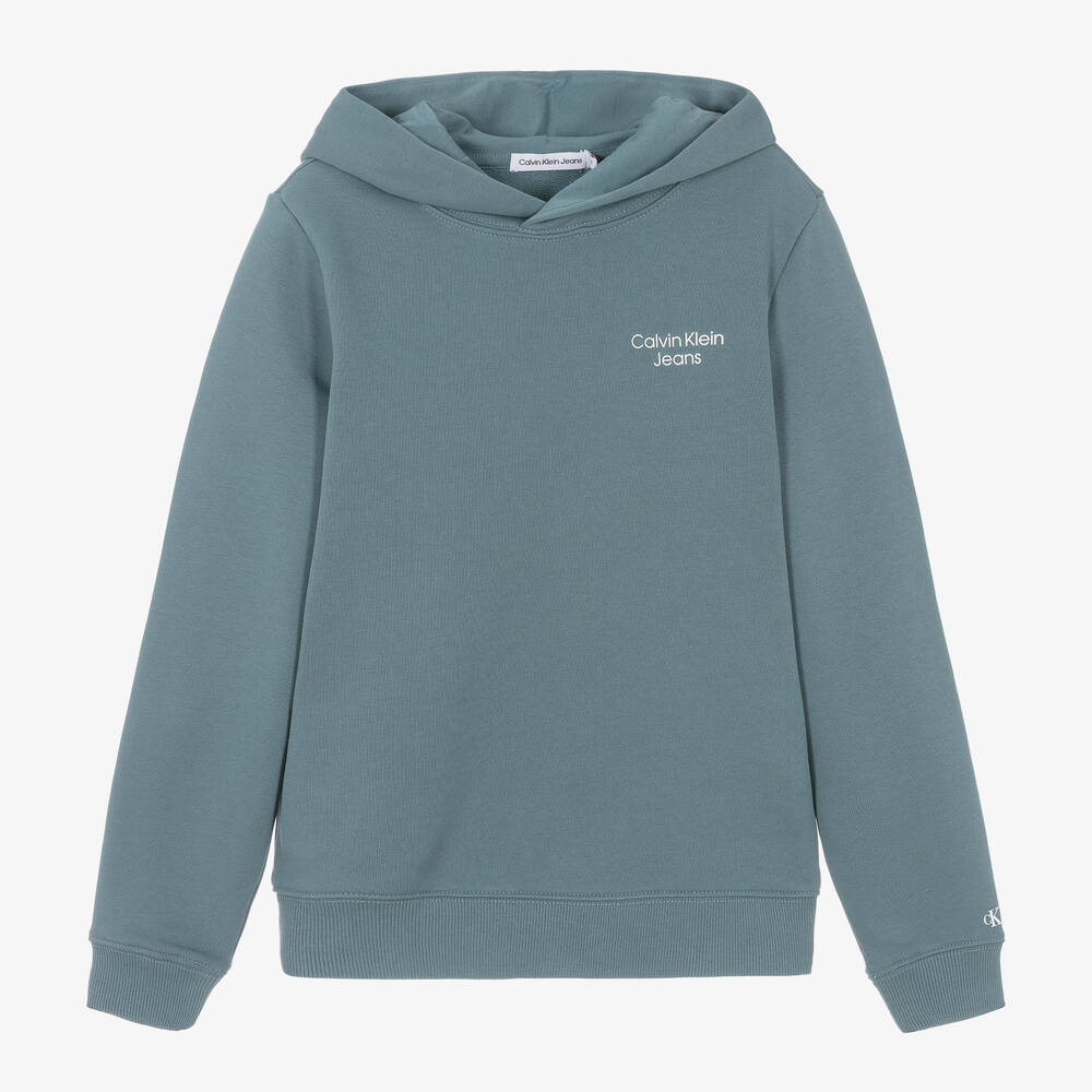 Calvin Klein-Teen Blue Cotton Hoodie | Childrensalon Outlet
