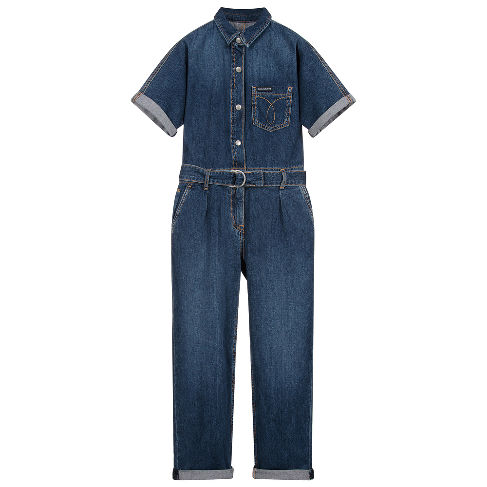 Calvin Klein Jeans - جمبسوت قطن دنيم لون أزرق | Childrensalon