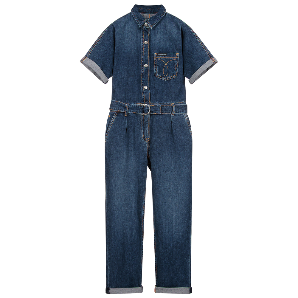 Calvin Klein Jeans - Синий джинсовый комбинезон для подростков | Childrensalon