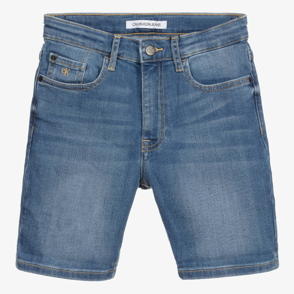 Calvin Klein Jeans - Teen Blue Denim Logo Shorts | Childrensalon
