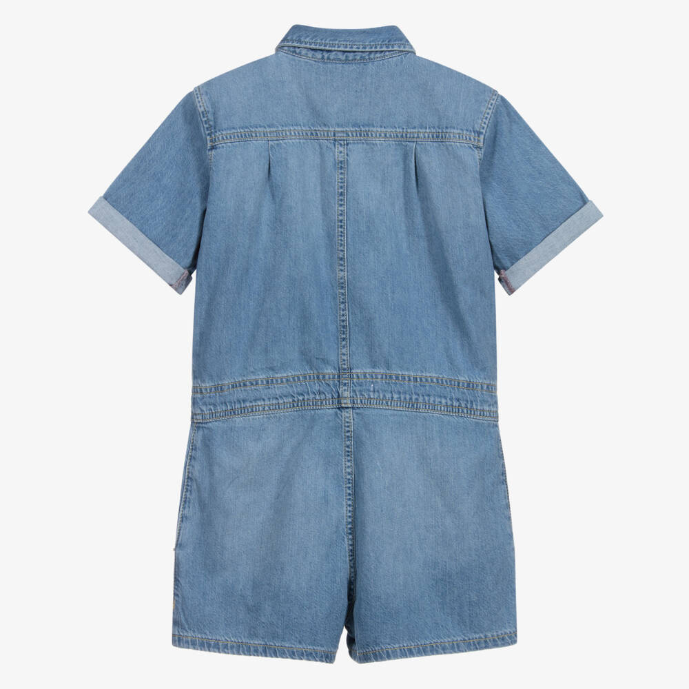 Calvin Klein Jeans-بلاي سوت تينز بناتي قطن دنيم لون أزرق | Childrensalon Outlet