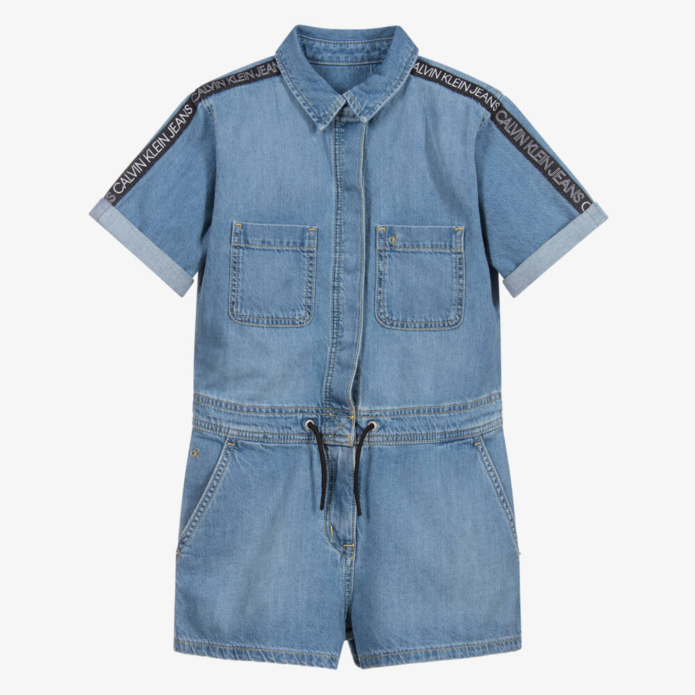 Calvin Klein Jeans-Teen Blue Denim Playsuit | Childrensalon Outlet