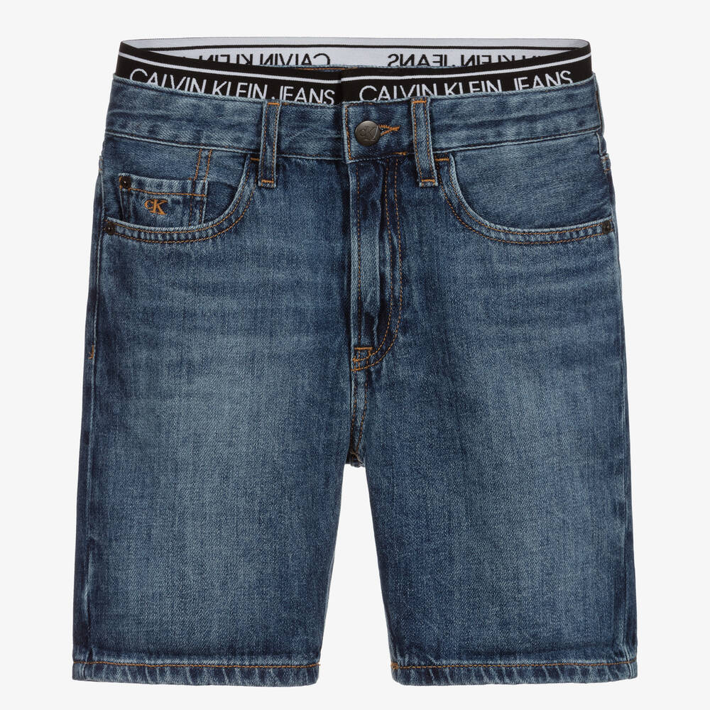 Calvin Klein Jeans - شورت تينز ولادي قطن دنيم لون أزرق | Childrensalon
