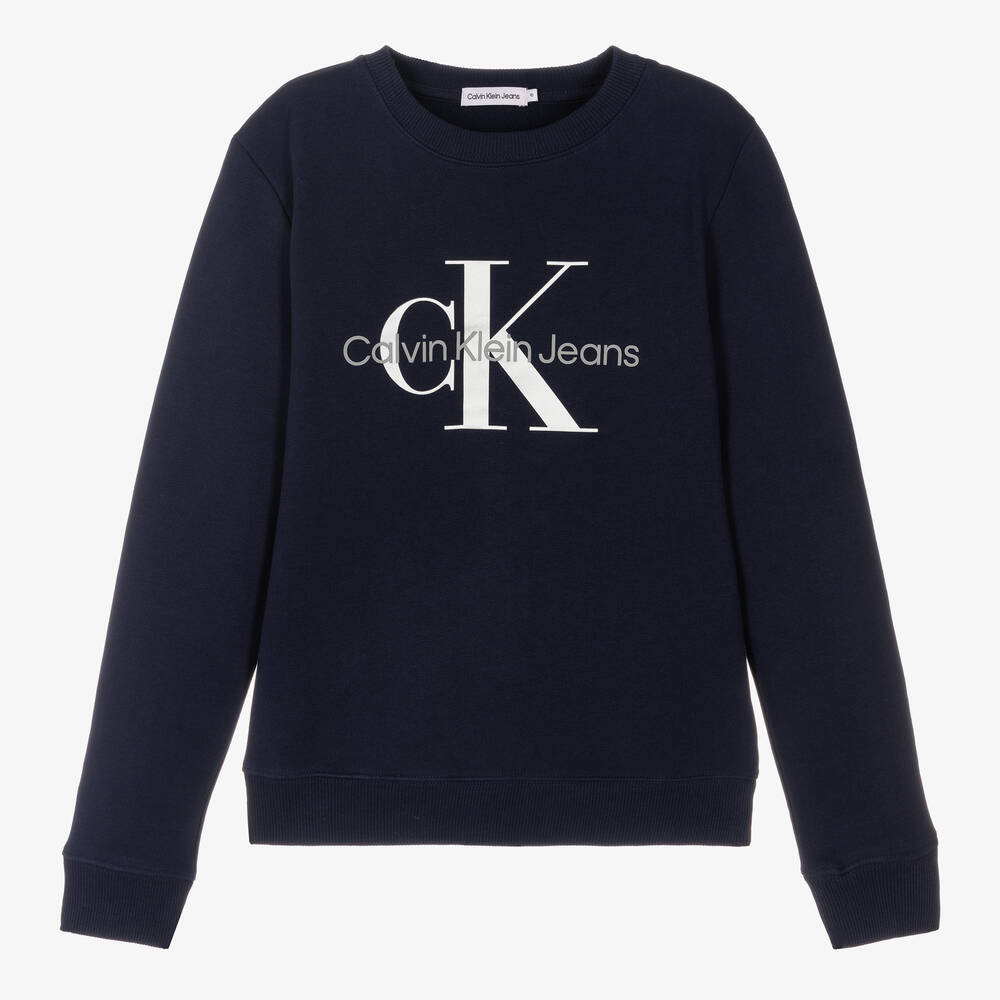Calvin Klein Jeans-سويتشيرت تينز قطن جيرسي لون كحلي | Childrensalon Outlet