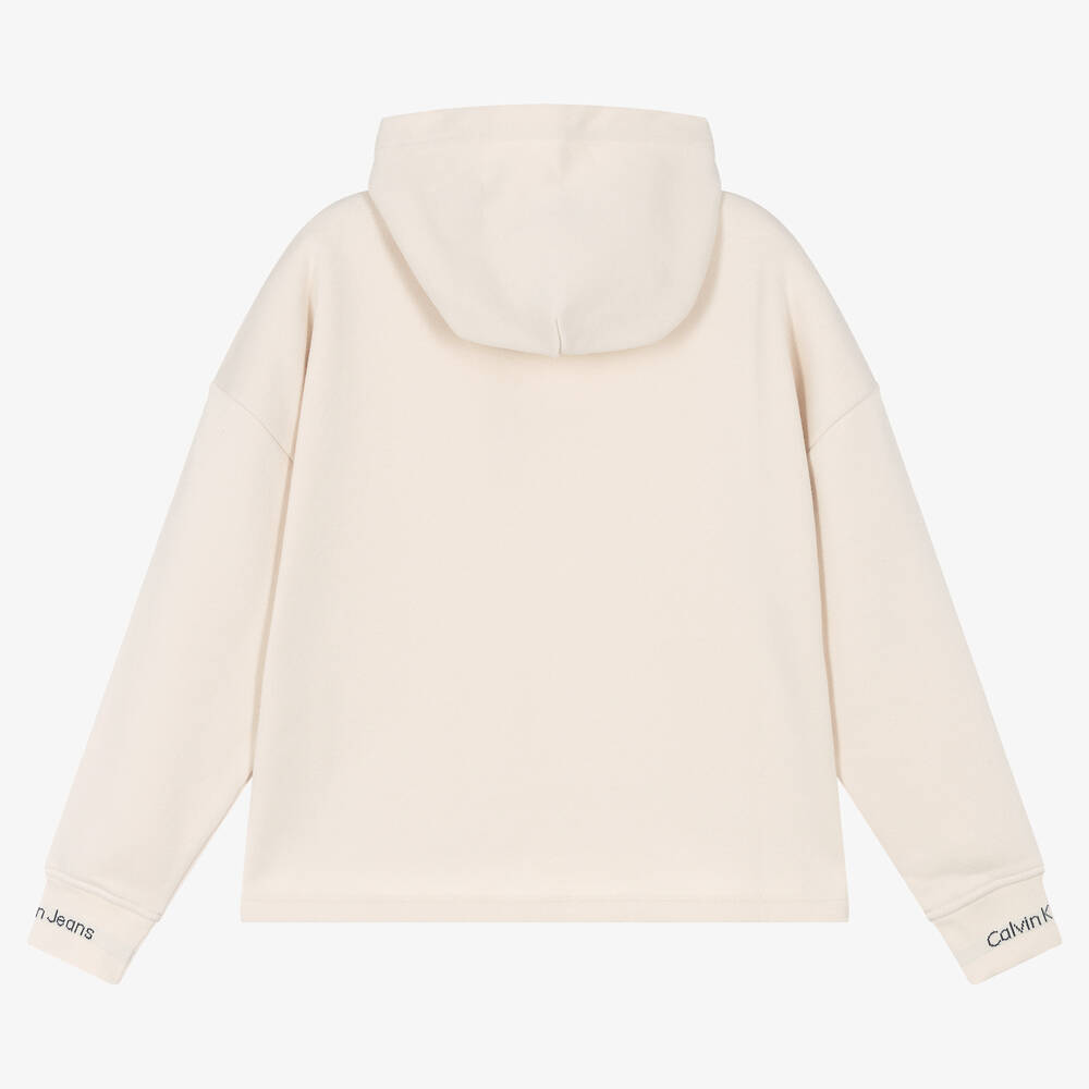 Calvin Klein-Teen Boys Beige Cotton Hoodie | Childrensalon Outlet