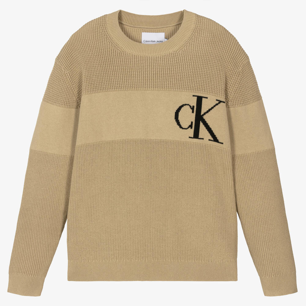 Teen Boys Beige Knitted Jumper