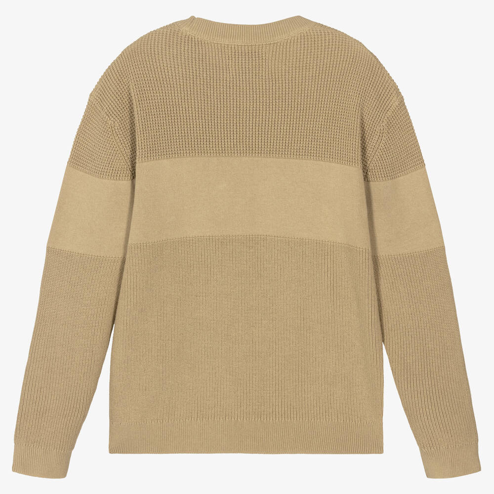 Calvin Klein-Teen Boys Beige Knitted Jumper | Childrensalon Outlet