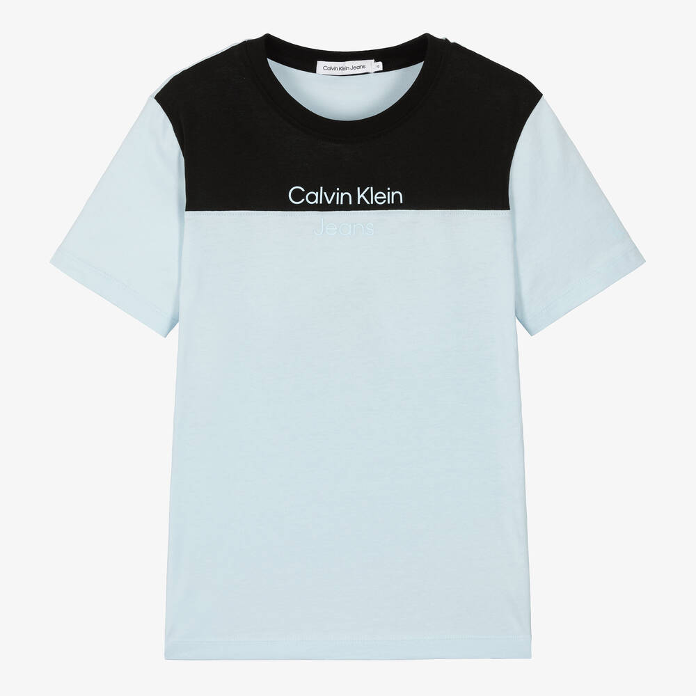 Calvin Klein-Teen Boys Black & Blue Cotton T-Shirt | Childrensalon Outlet