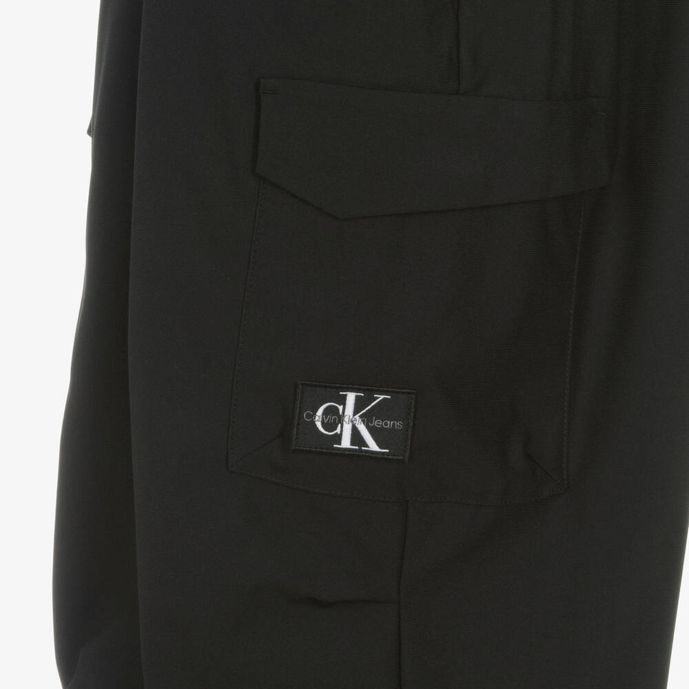 Calvin Klein-Teen Boys Black Cargo Trousers | Childrensalon Outlet