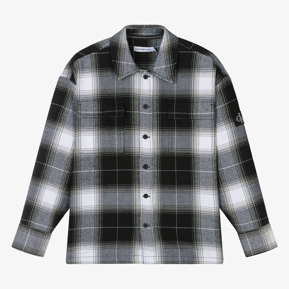 Calvin Klein-Teen Boys Black Check Flannel Shirt | Childrensalon Outlet