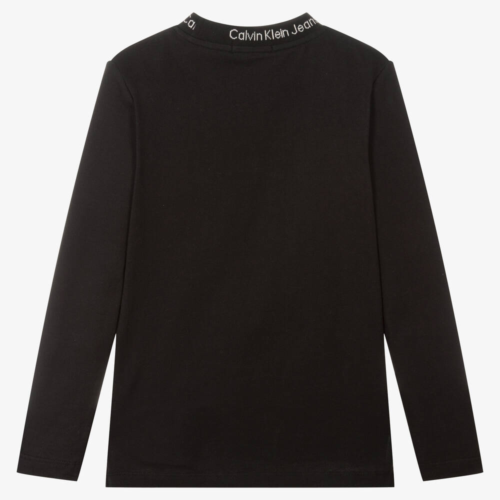 Calvin Klein-توب تينز ولادي قطن نمط انتارسيا لون أسود | Childrensalon Outlet