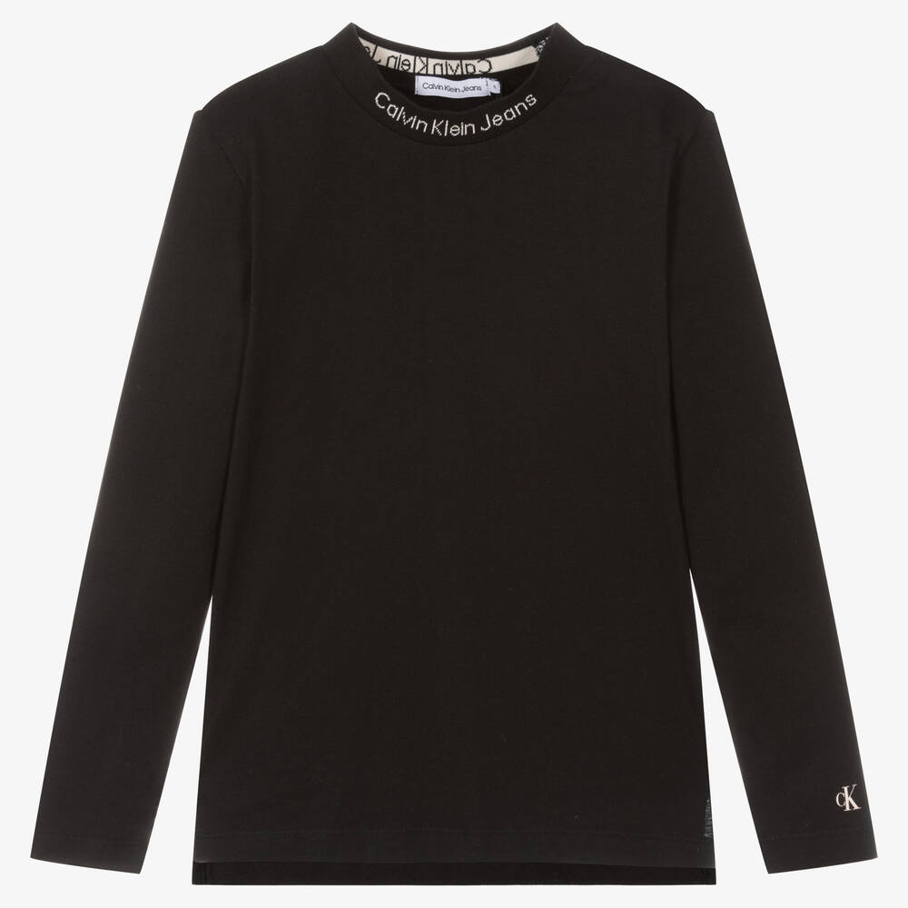 Calvin Klein - Haut noir en coton intarsia pour ado garçon | Childrensalon