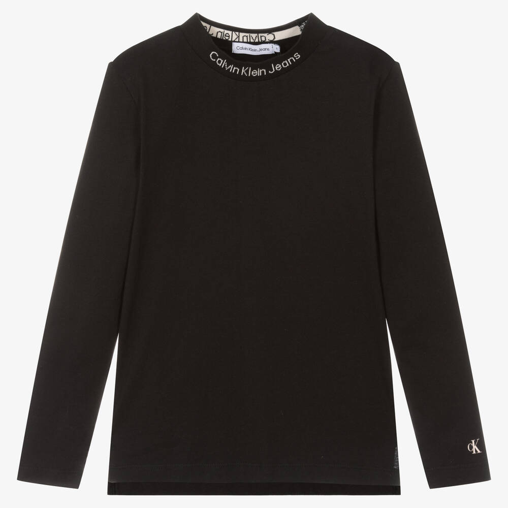 Calvin Klein - Teen Boys Black Cotton Intarsia Top | Childrensalon