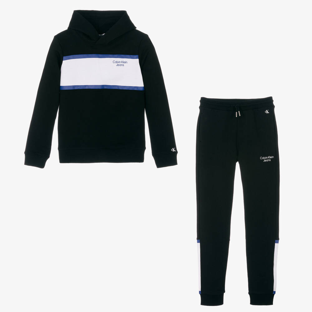 Calvin Klein Jeans - Teen Boys Black Cotton Logo Tracksuit | Childrensalon