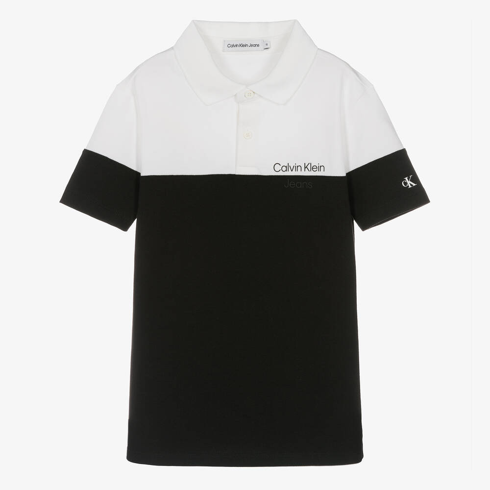 Calvin Klein Polo noir en coton ado garcon Childrensalon Outlet