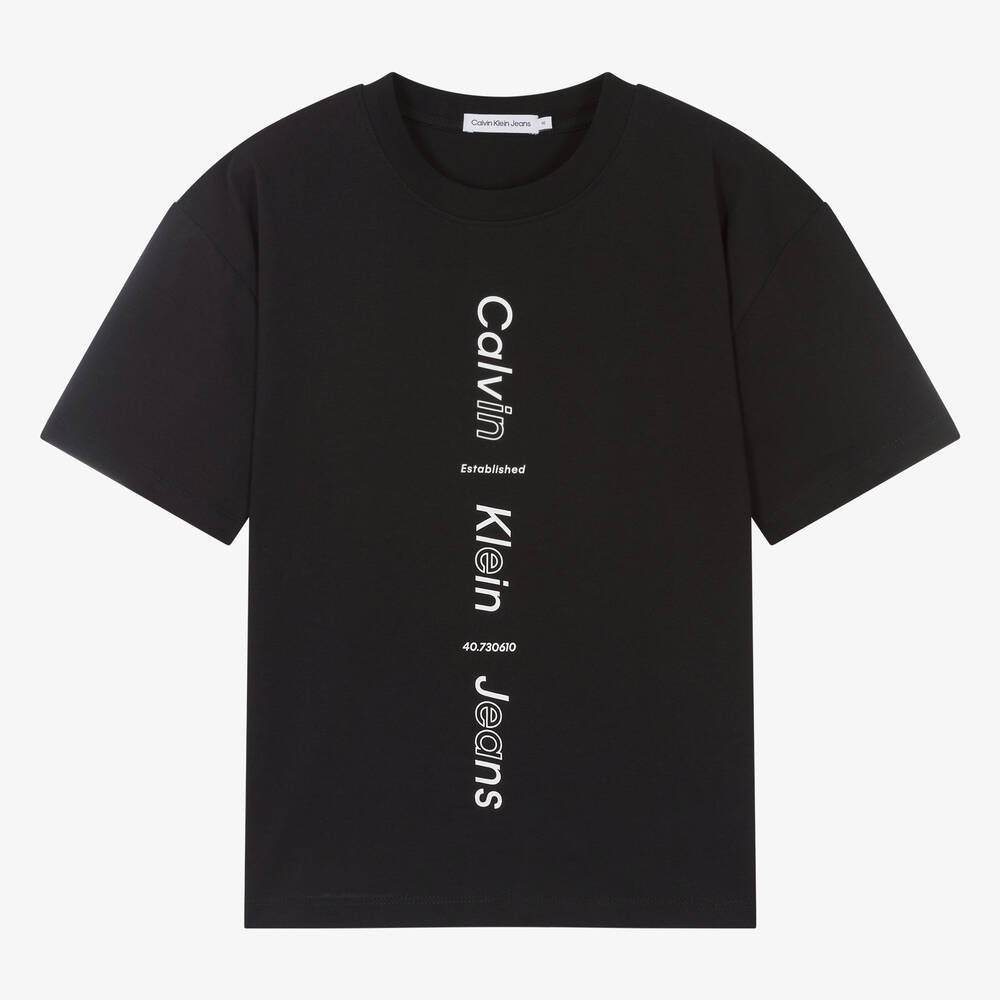 Calvin Klein Teen Boys Black Cotton T Shirt Childrensalon Outlet