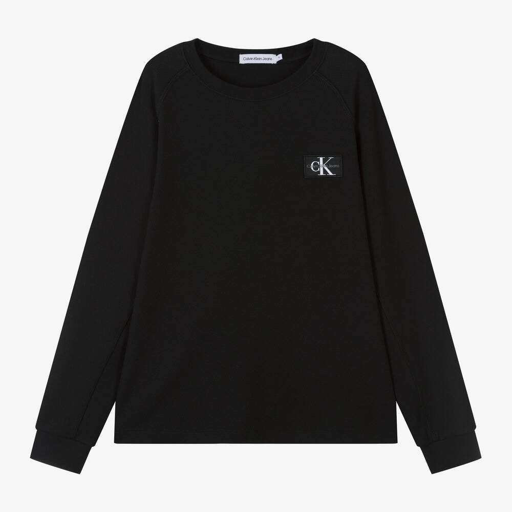 Calvin Klein-Teen Boys Black Cotton Top | Childrensalon Outlet