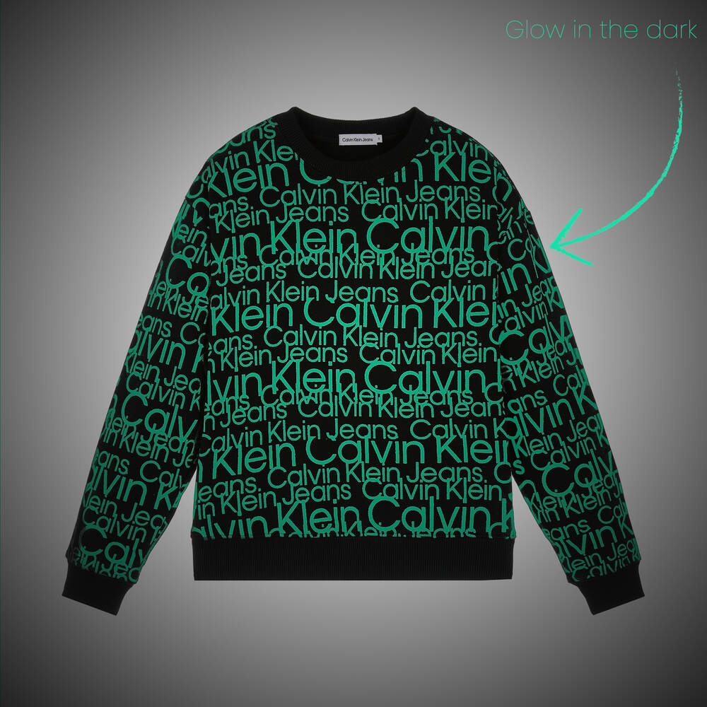 Calvin Klein-Teen Boys Black Glow In The Dark Sweatshirt | Childrensalon Outlet