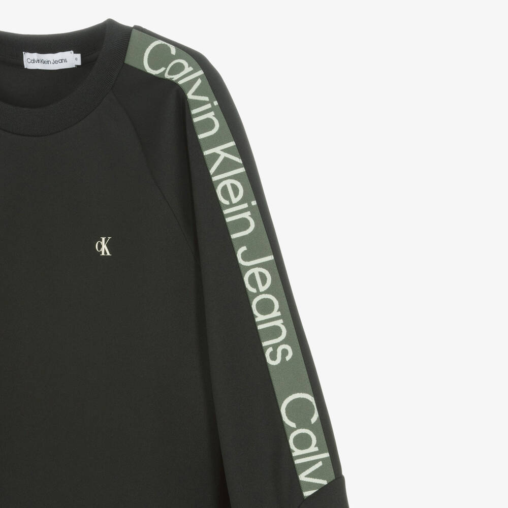 Calvin Klein-Teen Boys Black & Green Jersey Tracksuit | Childrensalon Outlet
