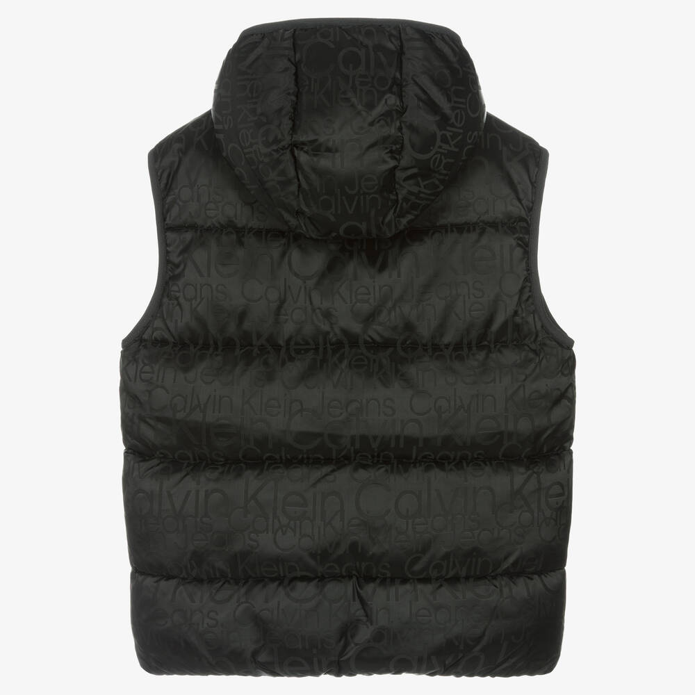 Calvin Klein-Teen Boys Black Hooded Puffer Gilet | Childrensalon Outlet