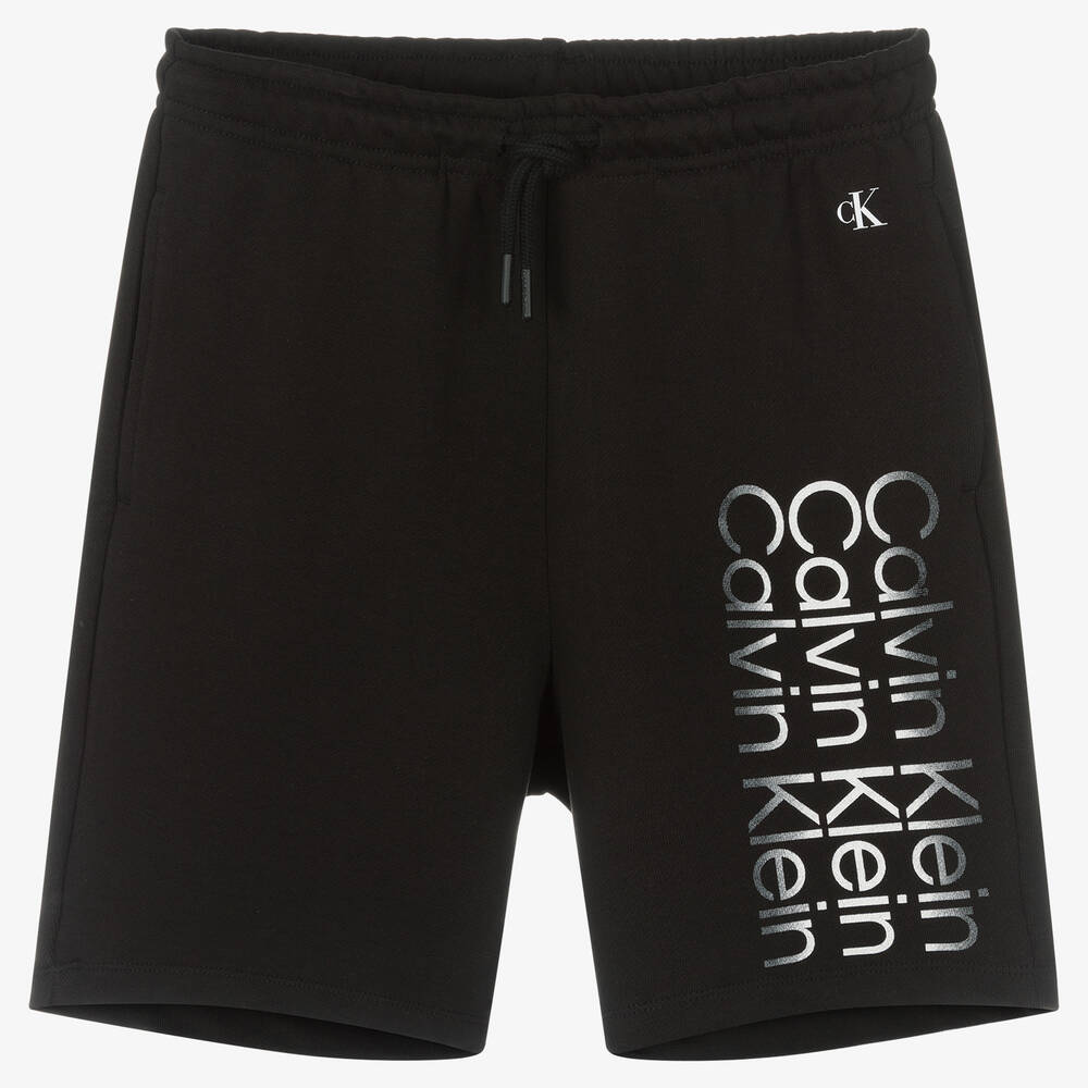 Calvin Klein Jeans-Teen Boys Black Logo Shorts | Childrensalon Outlet