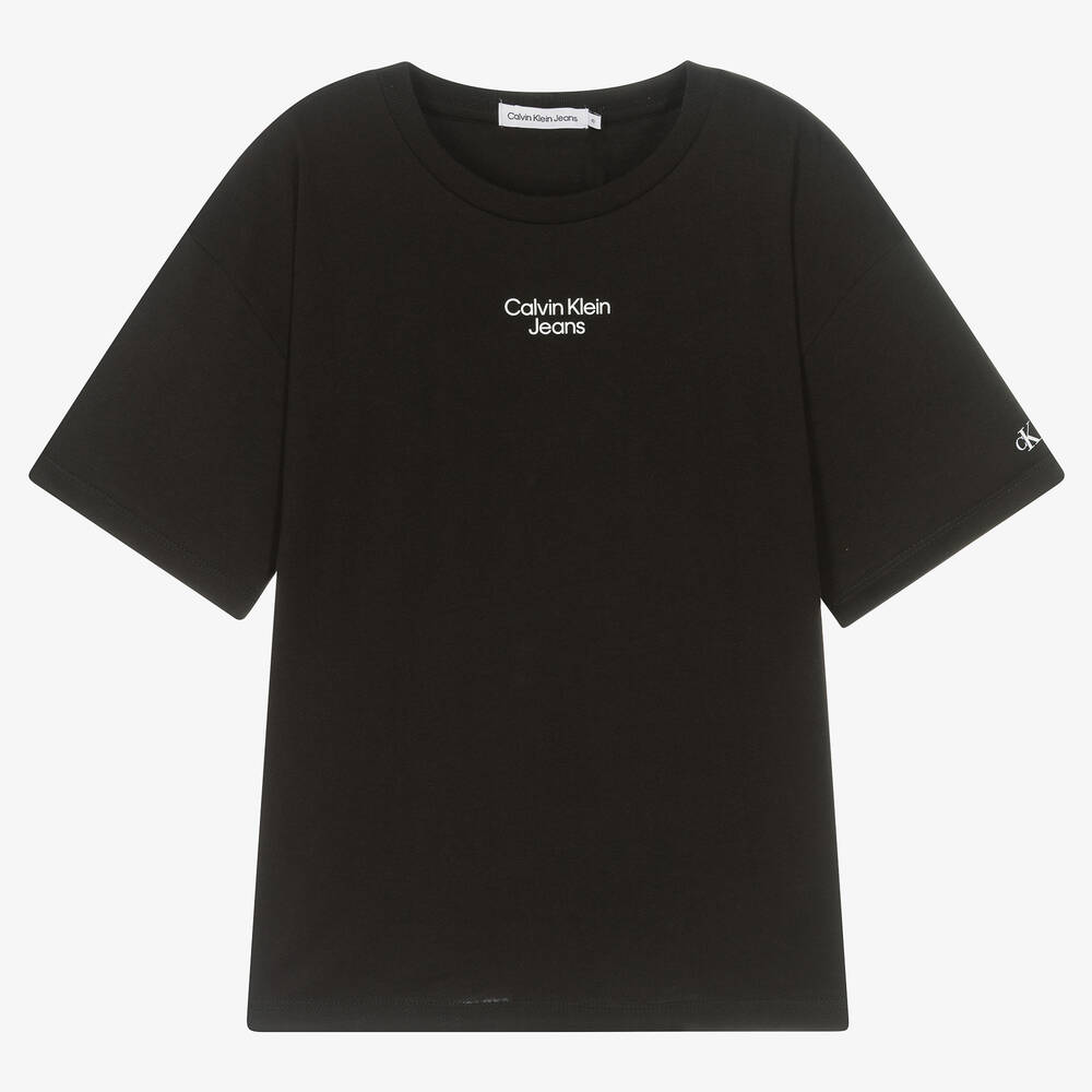 Calvin Klein Jeans - Teen Boys Black Logo T-Shirt | Childrensalon