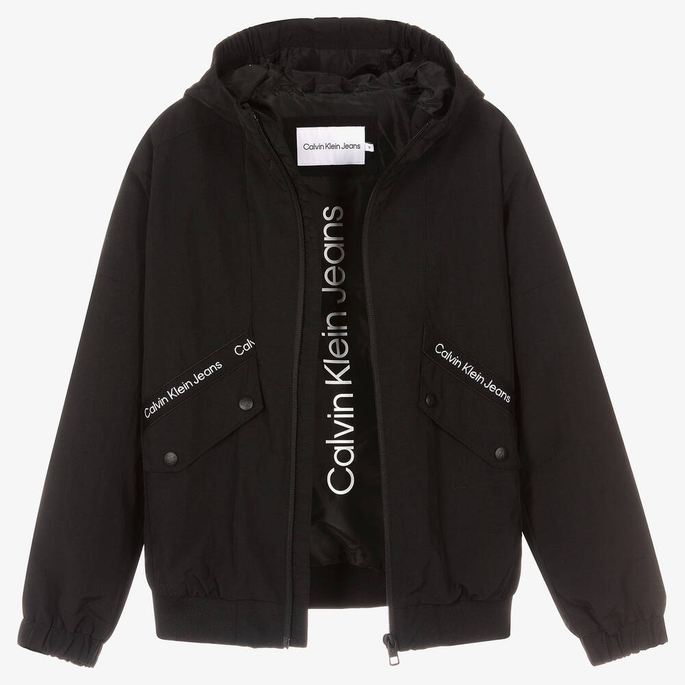 Calvin Klein Джинсы-Черная куртка с логотипной лентой | Childrensalon Outlet
