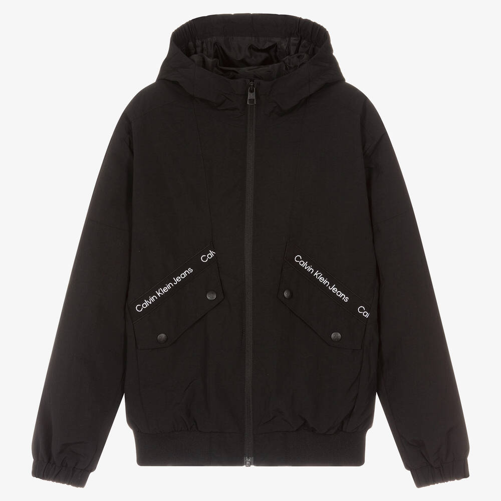 Calvin Klein Jeans - Schwarze Teen Jacke mit Streifen | Childrensalon