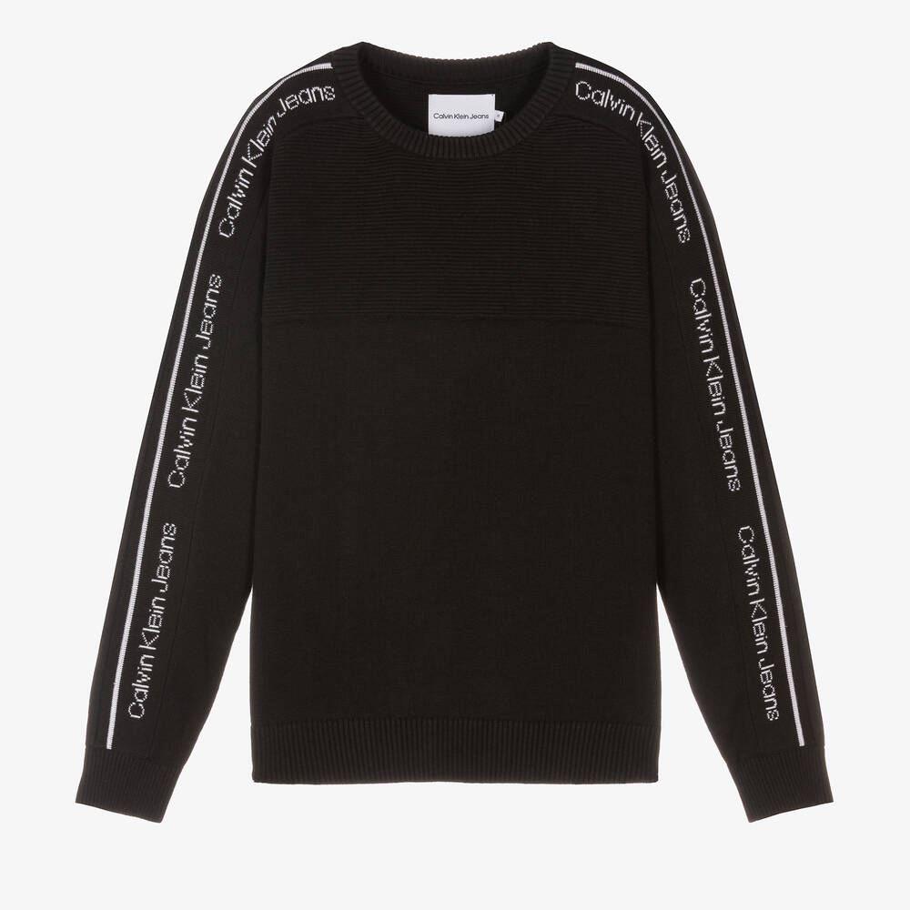 Calvin Klein Jeans - Pull noir à bandes ado garçon | Childrensalon