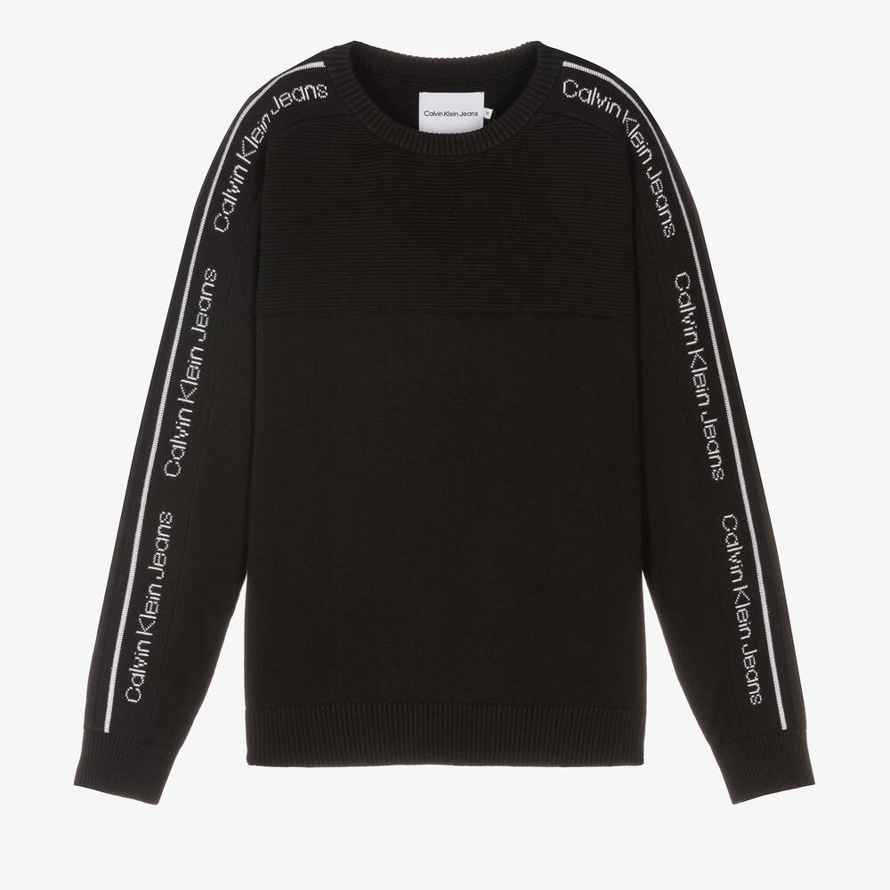 Calvin Klein Jeans Teen Boys Black Logo Tape Sweater