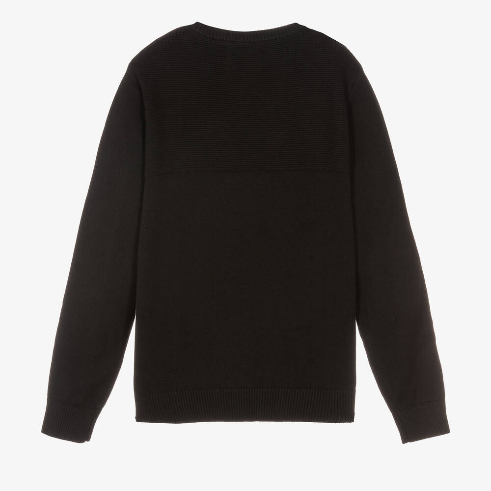 Calvin Klein Jeans-Teen Boys Black Logo Tape Sweater | Childrensalon Outlet