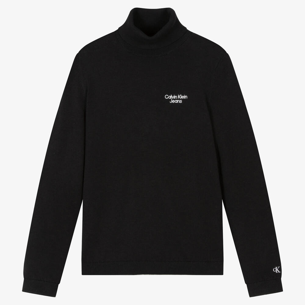 Calvin Klein - Teen Boys Black Polo Neck Sweater | Childrensalon