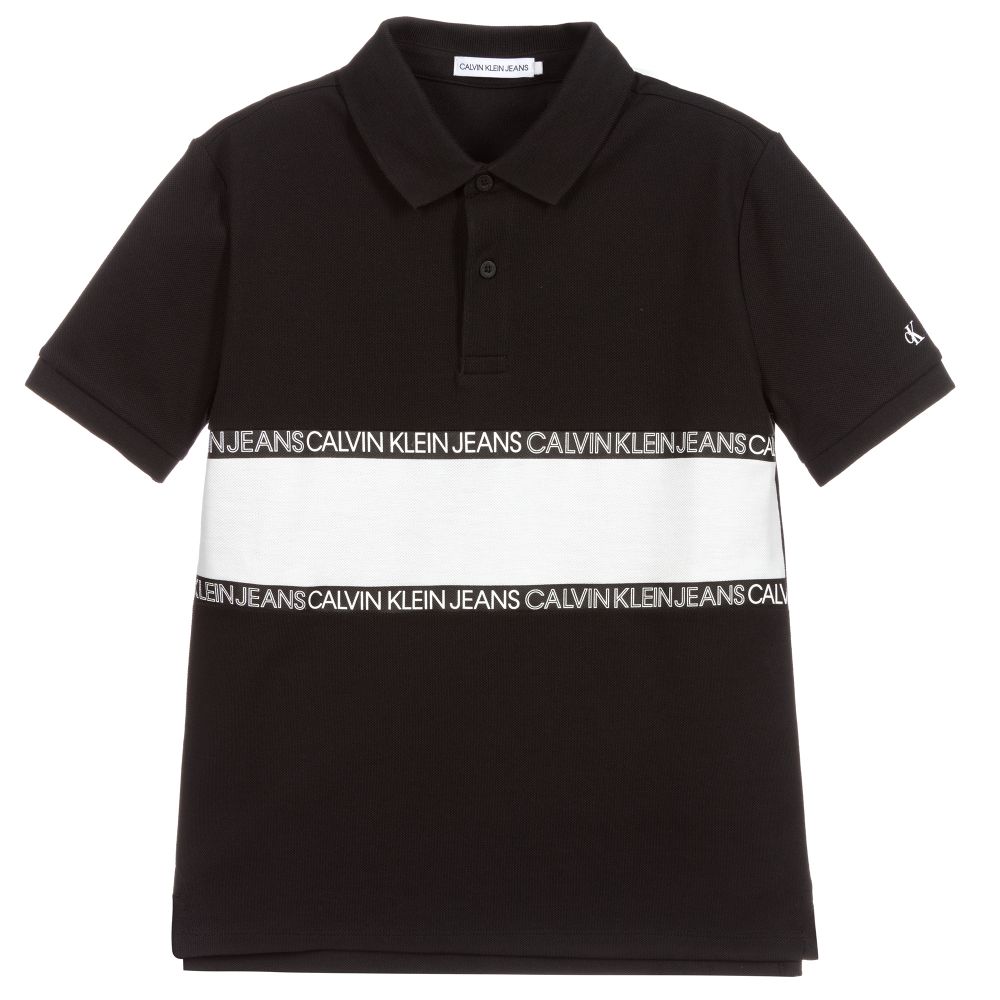 Calvin Klein Jeans - Teen Boys Black Polo Shirt | Childrensalon