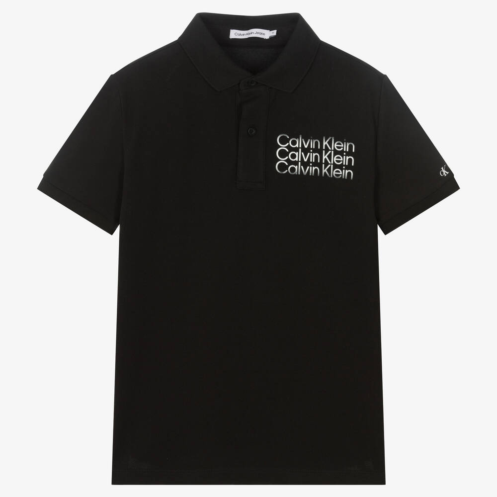 Calvin Klein Jeans - Teen Boys Black Polo Shirt | Childrensalon