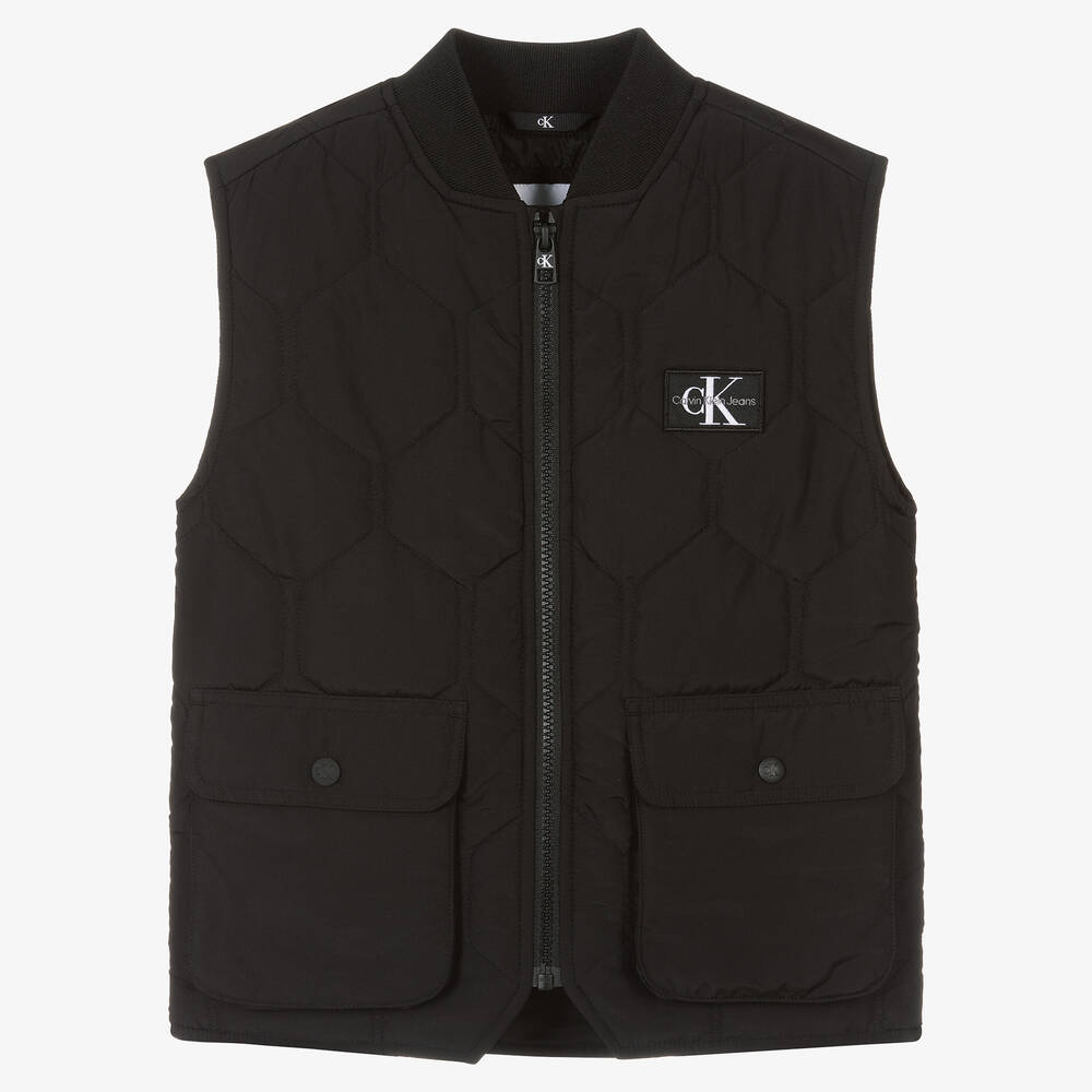 Herno Kids logo-plaque quilted gilet - Black