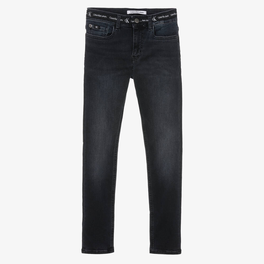 Calvin Klein Jeans - جينز سكيني تينز ولادي قطن دنيم لون أسود | Childrensalon